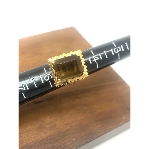 Smokey Quartz Cocktail Ring 18k Yellow Gold Estate Jewelry Women's Size 5.25